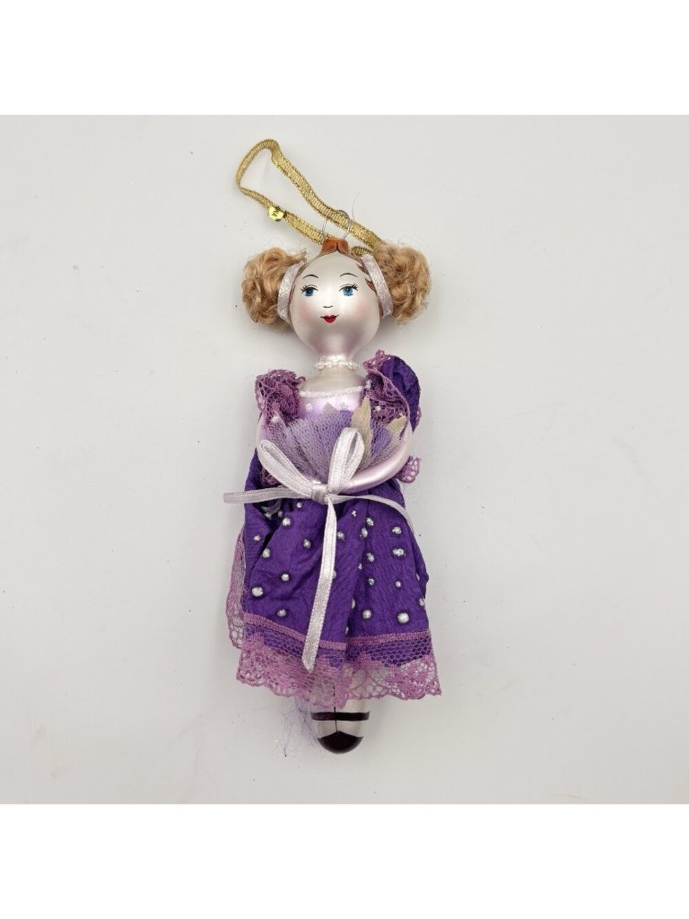 De Carlini Icicle Girl Blown Glass Christmas Ornament Purple Ladies Elegance 6”